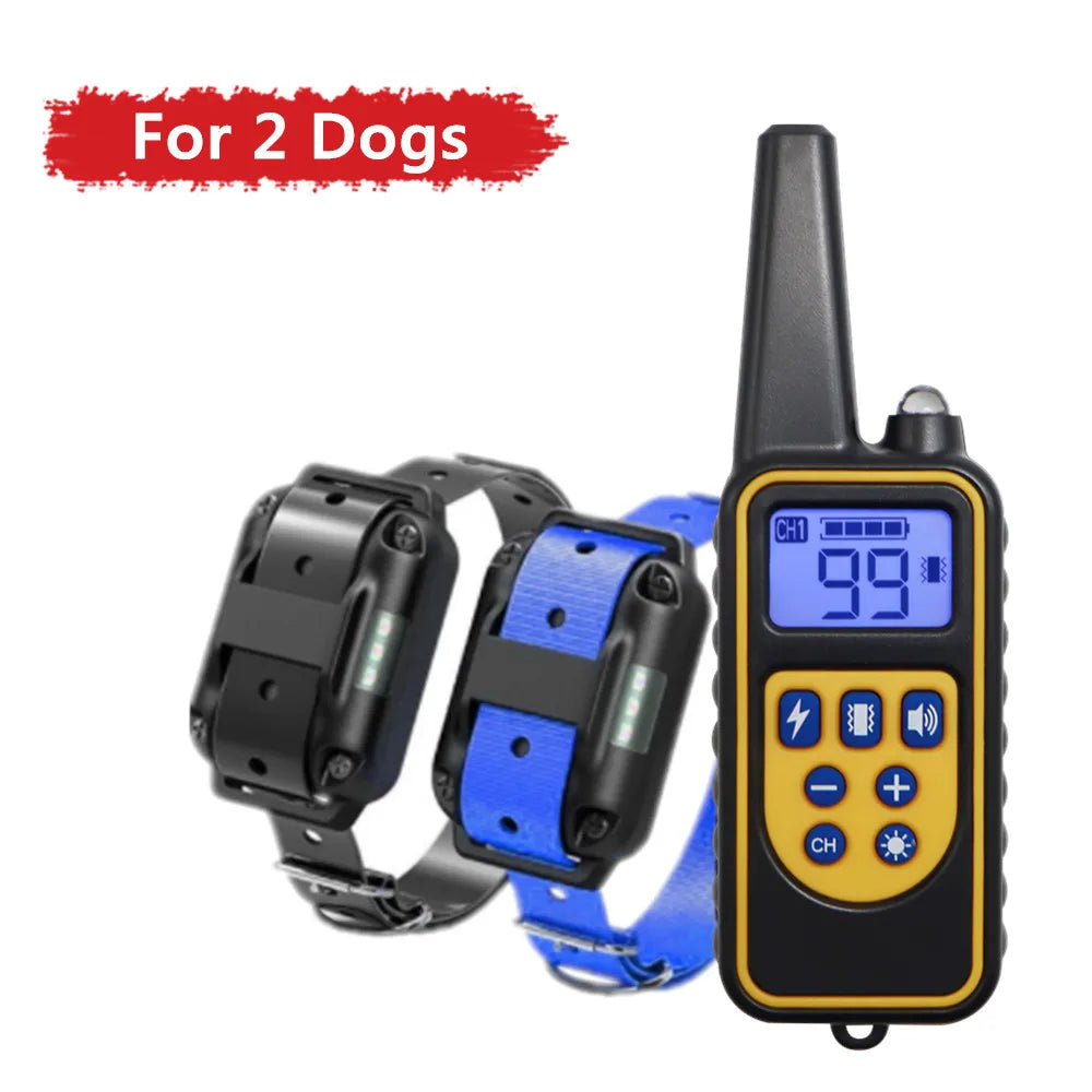 2600 FT Dog Training Collar Waterproof Pet Remote Control Rechargeable Electric Anti-Bark with Shock Vibration Sound LCD Display