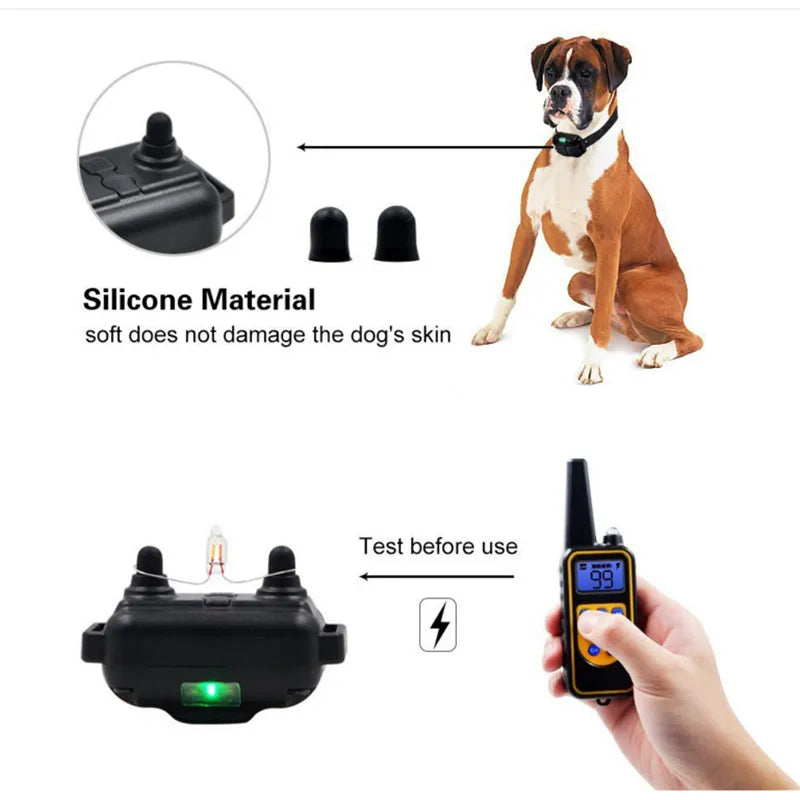 2600 FT Dog Training Collar Waterproof Pet Remote Control Rechargeable Electric Anti-Bark with Shock Vibration Sound LCD Display