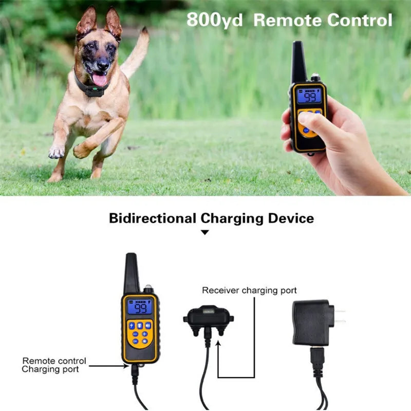 2600 FT Dog Training Collar Waterproof Pet Remote Control Rechargeable Electric Anti-Bark with Shock Vibration Sound LCD Display