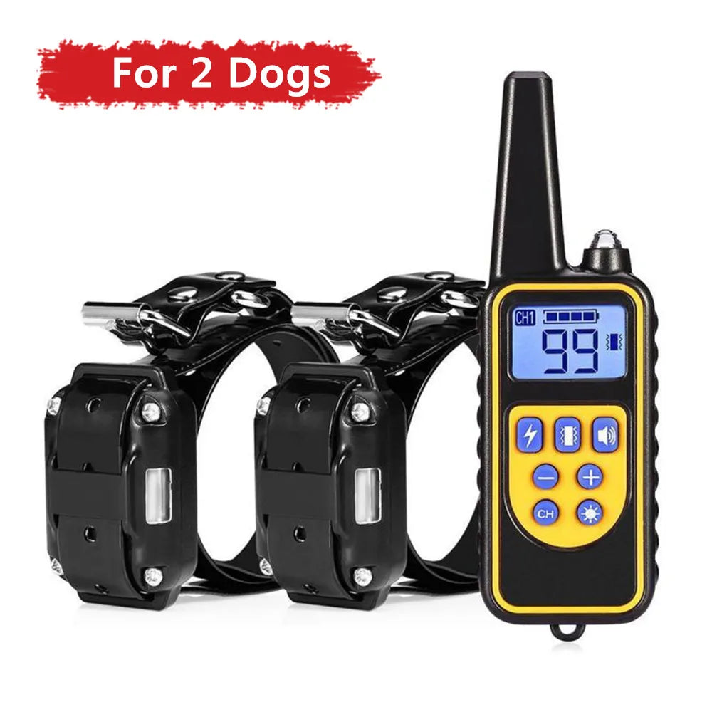 2600 FT Dog Training Collar Waterproof Pet Remote Control Rechargeable Electric Anti-Bark with Shock Vibration Sound LCD Display