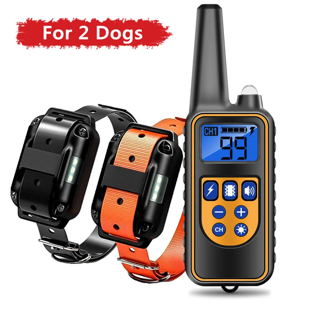 2600 FT Dog Training Collar Waterproof Pet Remote Control Rechargeable Electric Anti-Bark with Shock Vibration Sound LCD Display