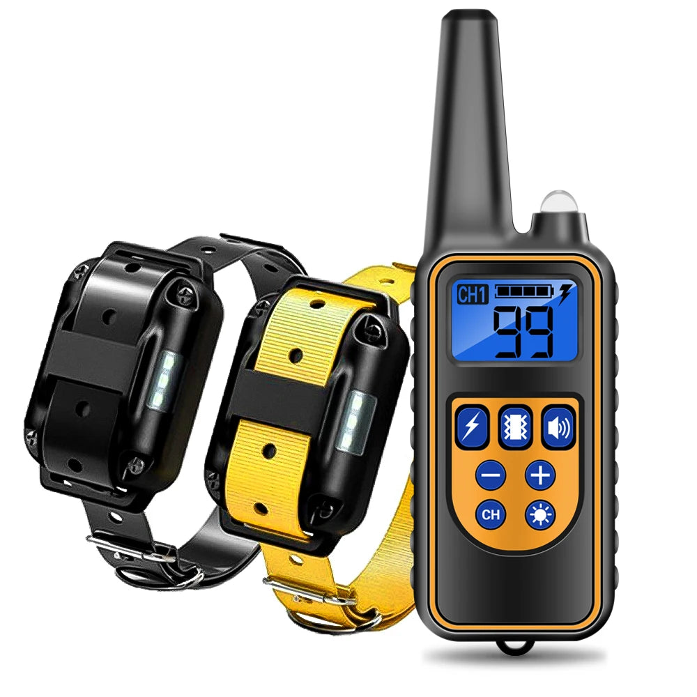 2600 FT Dog Training Collar Waterproof Pet Remote Control Rechargeable Electric Anti-Bark with Shock Vibration Sound LCD Display