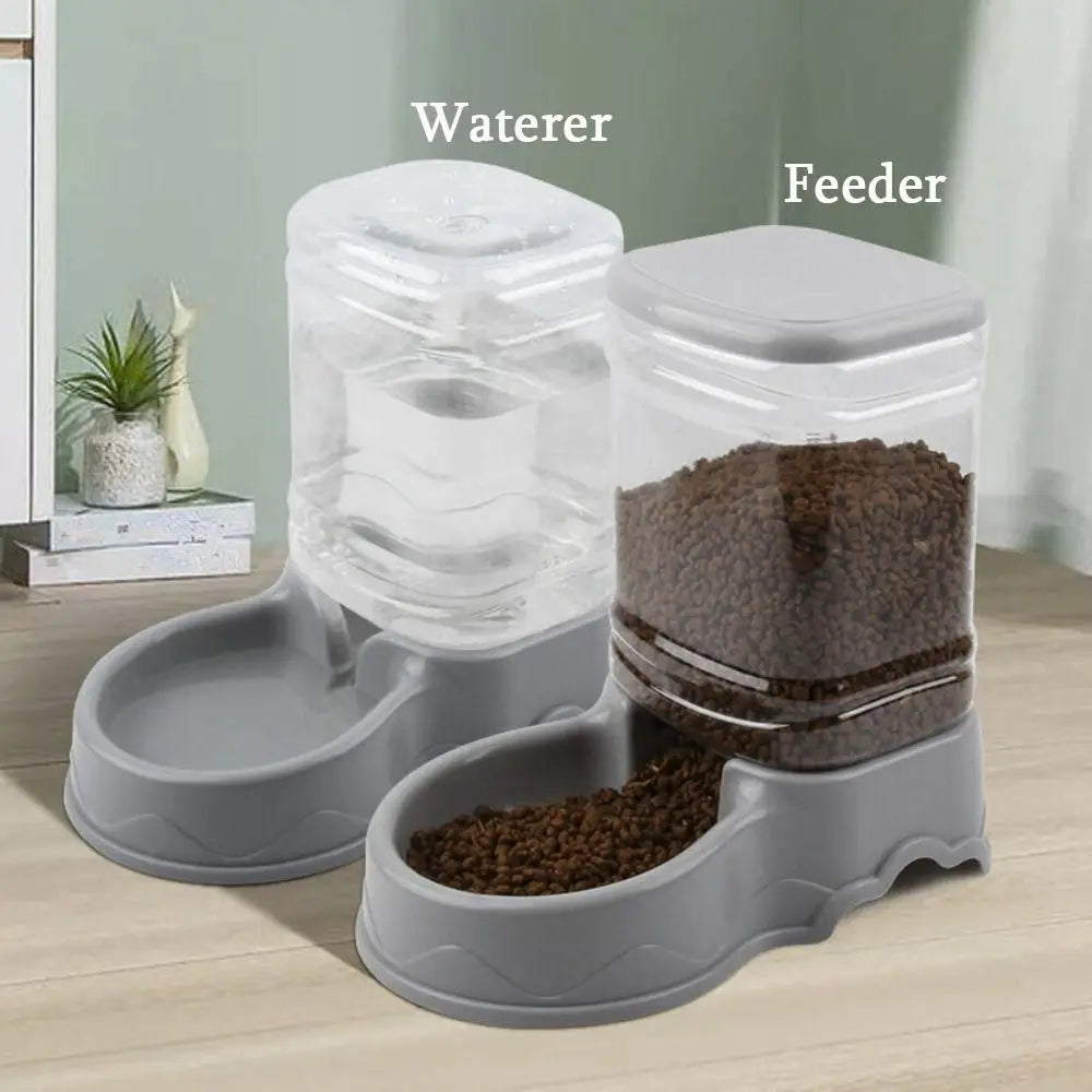 1Gallon Automated  Pet feeder & Water Fountain Drink Bowl