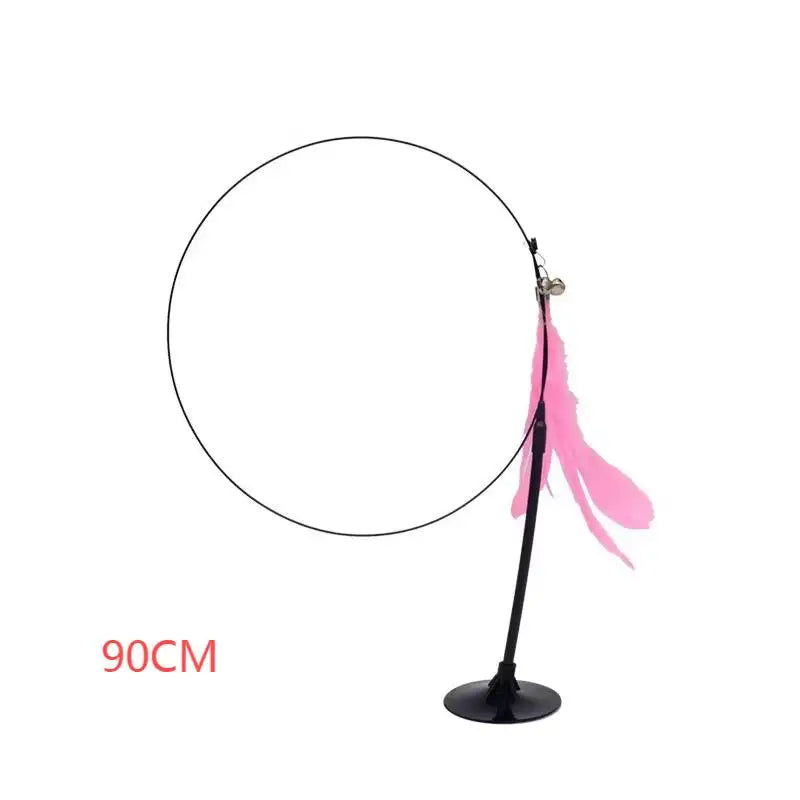 Cat Teaser Stick With Bell, Feather, Long Rod Suction Cup